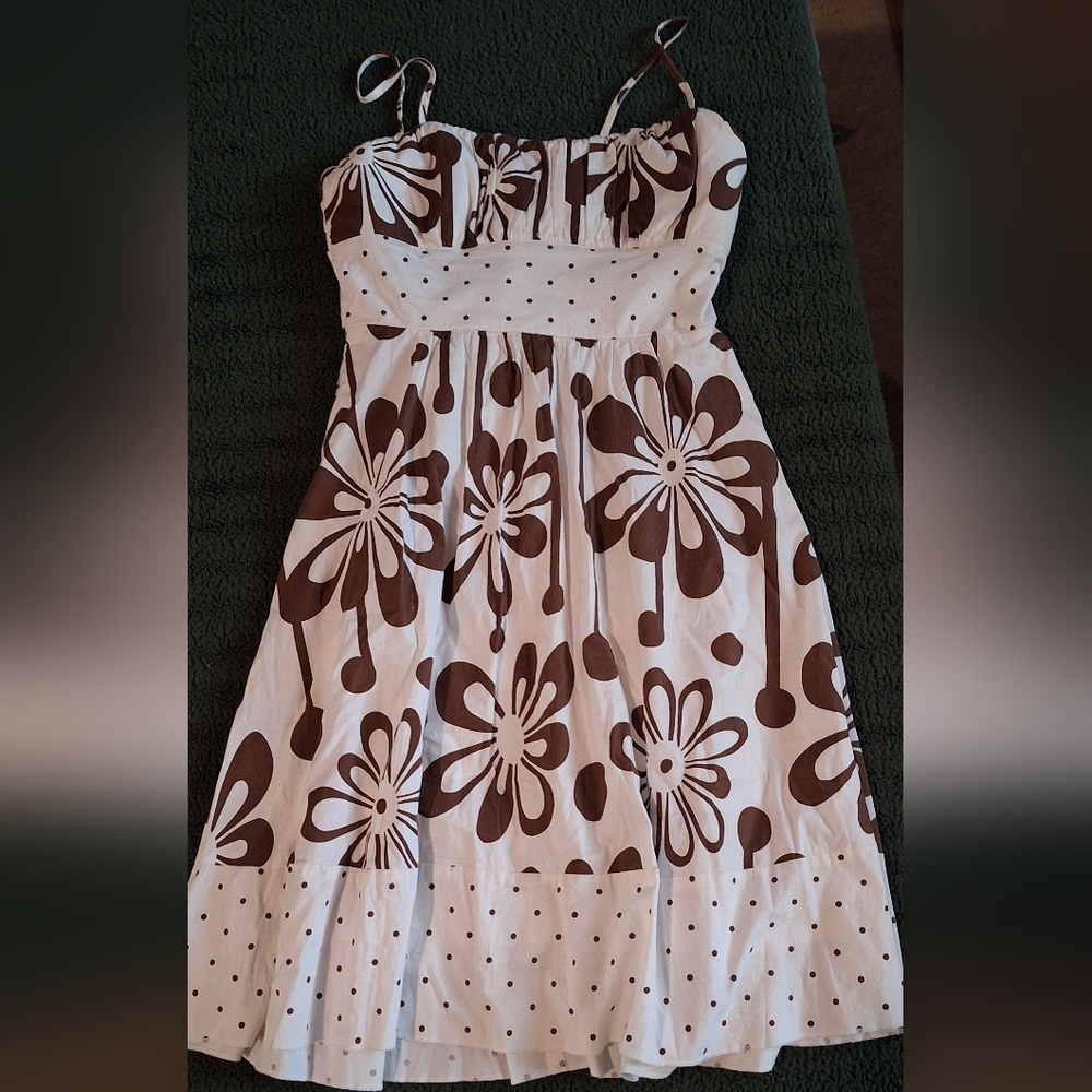 White and brown floral sundress